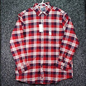 Club Room Men Flannel Shirt Maraschino Plaid Red XL